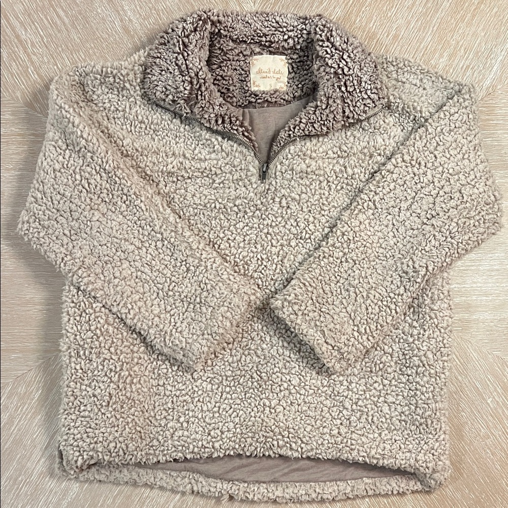 Altar’d State Cream Sherpa Half-Zip Pullover Small